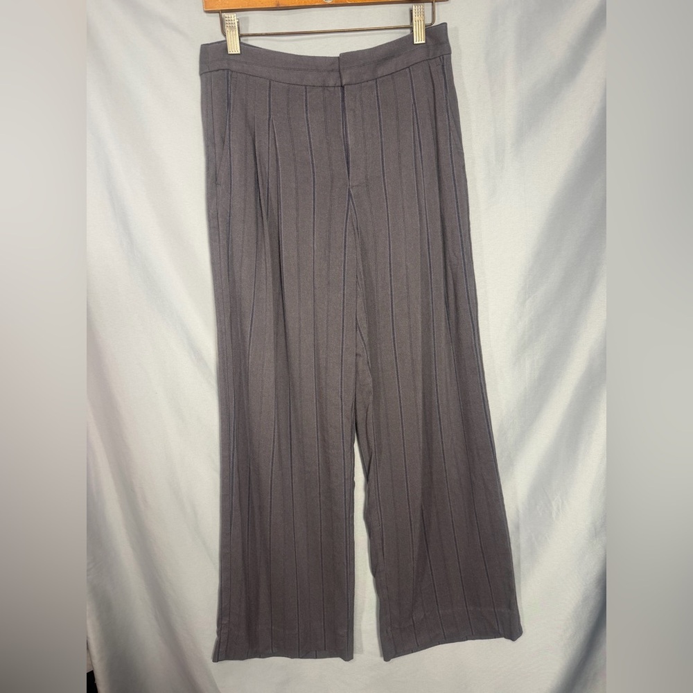 Madewell Pants Womens Gray Low-Slung Harlow Wide-Leg Pinstripe Heavyweight Sz 2